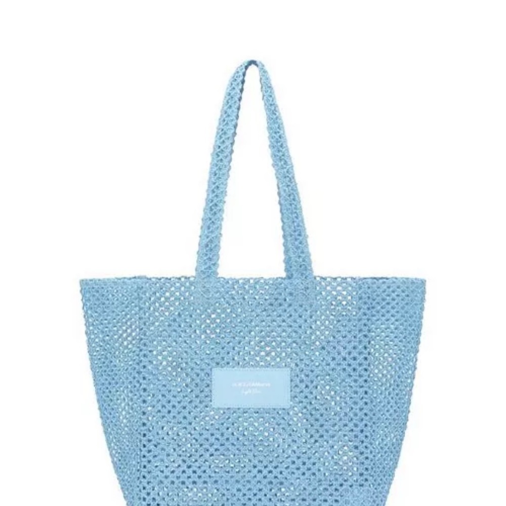 New Dolce & Gabbana Light Blue Straw Light Tote Bag - Picture 2 of 4